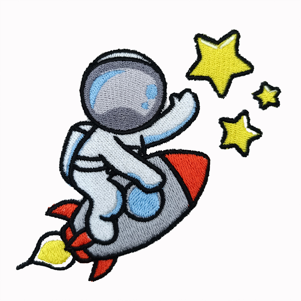 Personalizovateľný vyšívaný motív detský uterák, výšivka ASTRONAUT NA RAKETE 